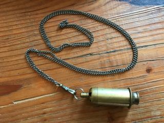 Vintage Brass Siren Police Civil Defense Whistle & Chain,  Estate Find