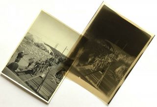 1925 Photo & Negative: Loading Coal At Mouth Of Tientsin River,  China