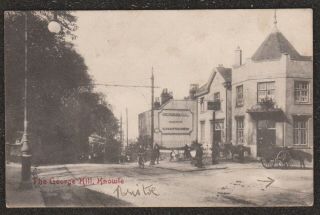 1910 Bristol Knowle The George Hill Tram Pub Horse & Cart Bicycle Postcard