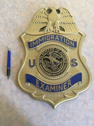 Lg 18” Vintage Immigration Examiner Department Of Justice Wall Plaque