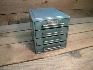 Vintage Metal 4 Drawer Small Parts Storage Cabinet