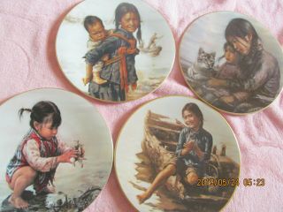 4 Collector Plates Children Of Aberdeen Artists Of The World By Kee Fung Ng