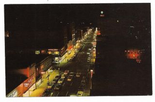 Vintage South Dakota Chrome Postcard Phillips Avenue At Night Sioux Falls