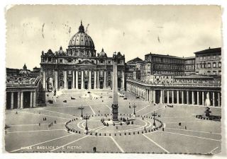 Vatican City St.  Peters Square Basilica Rome Italy Black White Vintage Postcard