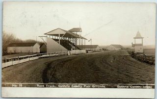 1908 Guthrie Center,  Iowa Rppc Photo Postcard " Race Track,  County Fair Grounds "