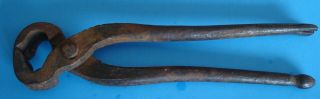 Vintage Hand Forged,  Antique Blacksmith Farrier Tool Nippers Enders Horse Shoe