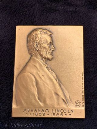 Vintage Abraham Lincoln Bronze Plaque /victor Brenner By Metallic Art Co.  L@@k