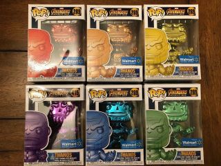Funko Pop Complete Set Walmart Exclusive Chrome Thanos Infinity War Pops All 6