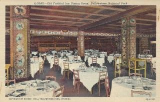Postcard Wy Old Faithful Inn Dining Room Yellowstone National Park Wyoming