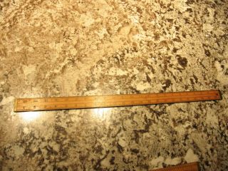 Antique Very Good Quality Brass Bound 24 " Boxwood Ruler In Very Good Cond.