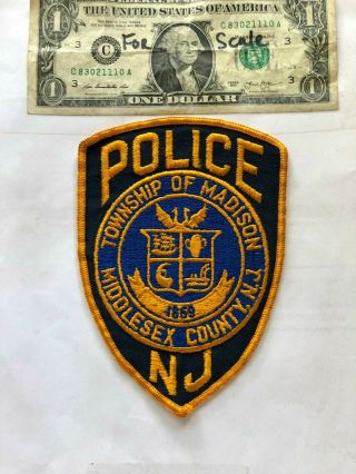 Rare Madison Jersey Police Patch (middlesex County) Pre - Sewn In Good Shape