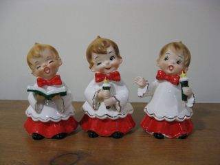 Vintage JOSEF Originals Figurine JAPAN Christmas Boys Carolers Kitschy 2