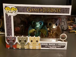 Funko Pop Game Of Thrones Metallic 3 - Pack Dragons Drogon Rhaegal Viserion Rare