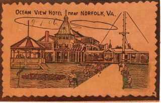 1906 Ocean View Norfolk Va - Leather Postcard - Ocean View Hotel