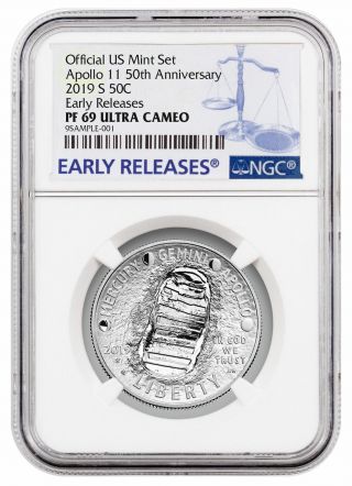 2019 S Apollo 11 50th Commemorative Clad Half Dollar 50c Ngc Pf69 Er Sku57276