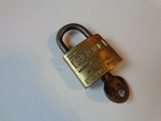 Small Antique Art Deco Reese Lock Co.  Padlock & Key 804 Vintage Old