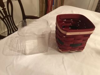Longaberger Christmas Santa Tissue Basket With Lid And Protector 3