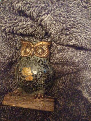 Amber Glass Owl Light Up Lamp