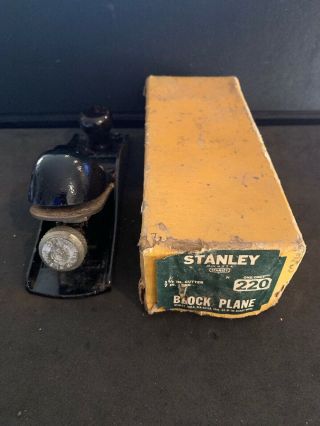 Vintage Stanley No.  220 Block Plane Made In The Usa With Vintage Box