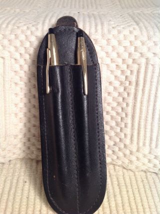 Vintage Pen Cross 1/20 10k Gold Design Pen & Pencil Set Leather Case
