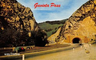 Postcard Ca Gaviota Pass Gorge Tunnel Highway 101 Santa Barbara Co Calif 1950s