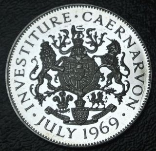 1969 Charles Prince Of Wales Caernarvon Investiture -.  925 Silver Proof Medallion