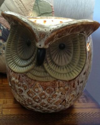Intertek Ceramic Owl Lamp Night Light Or Wax Warmer Brown 5 3/4 " Tall