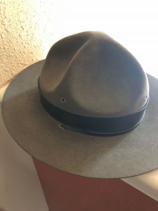 Vintage Boy Scout Campaign Hat Felt Leather 7 5/8 w Straightner 4