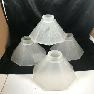 Set Of 4 Vintage 8 Panel Frosted Glass Ceiling Fan Vanity Lamp Shades
