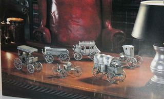6pc Set Franklin Historical Vehicles Of The Old West Pewter Sculptures