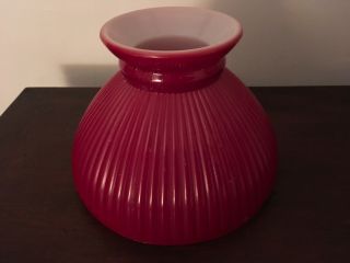 Vintage Red Ribbed Glass Lamp Shade 8” Fitter Height 6”