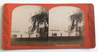 Rare Stereoview View From The Battery York City
