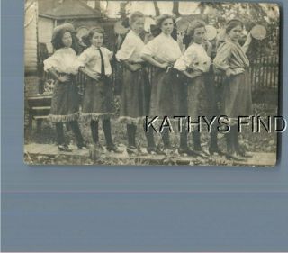Real Photo Rppc A,  7658 Pretty Women In Dresses Posed Behind One Another