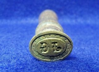 Antique 19th Century Brass & Wood Scottish " Jg " Belt Sealing Wax Stamp Seal