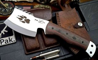 CFK IPAK Handmade D2 Custom WOLF PAW ART Modern Hatchet Axe Camping Blade Knife 2