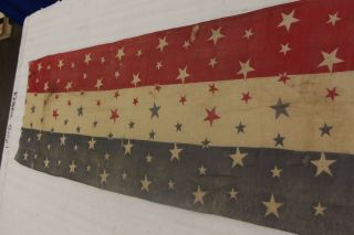 Large piece of Antique Civil War era 1800 ' s Flag bunting 12 ' 3