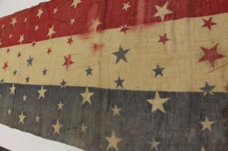 Large piece of Antique Civil War era 1800 ' s Flag bunting 12 ' 5