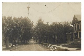 Real Photo Postcard C1908 Arc Lamp Over 2nd Street Sheridan,  Ind Looking East