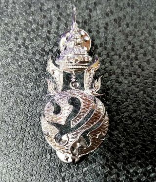 Thai Police Royal Guard King Rama 9 Badge Brooch Pin Collector Silver