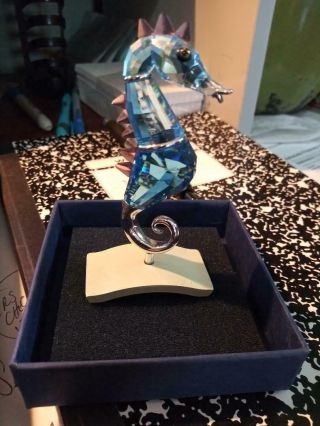 Swarovski Crystal Figurine Chipili Aquamarine Seahorse W/box