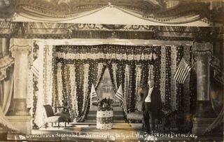 Waterbury,  Vt Rppc Opera House Decorated For Democratic Rally 1908