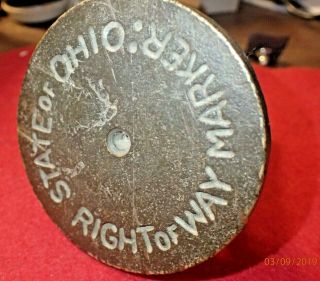 Scarce Vintage State Of Ohio Brass Right - Of - Way Marker