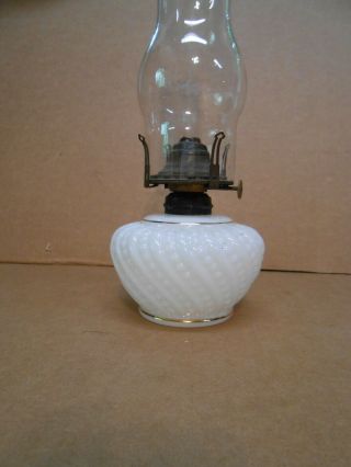 Antique Milk Glass Oil Lamp Light Farm
