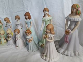 Hallmark Enesco Growing Up Birthday Girl Porcelain Dolls.  Set Of 14.