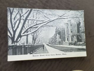Boston,  Ma Early View Beacon Street,  Winter Scene