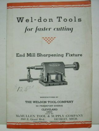 Rare Weldon End Mill Sharpening Fixture Set - Up & Operation 1935 Model