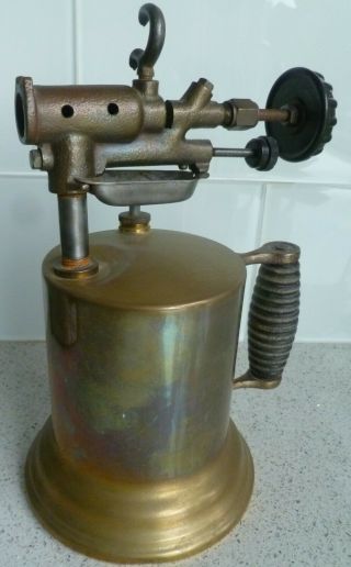 Vintage Blowtorch: MODEL S 45: Brass with Wood Handle: Fully Operational 3