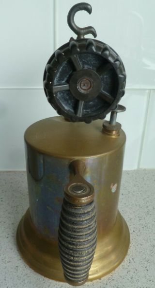 Vintage Blowtorch: MODEL S 45: Brass with Wood Handle: Fully Operational 5