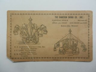Vintage C.  1900 - 1910 Adv.  Card The Dameron Swing Co.  Kansas City,  Mo.