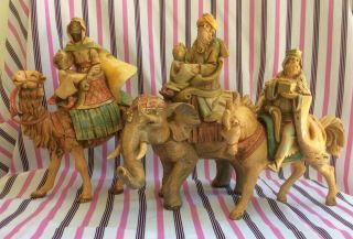 Fontanini Heirloom Nativity 5” Three Kings On Animals,  Elephant,  Camel,  Horse